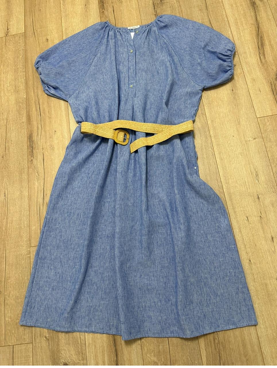 Linen Beige Midi Dress – Natural Chic