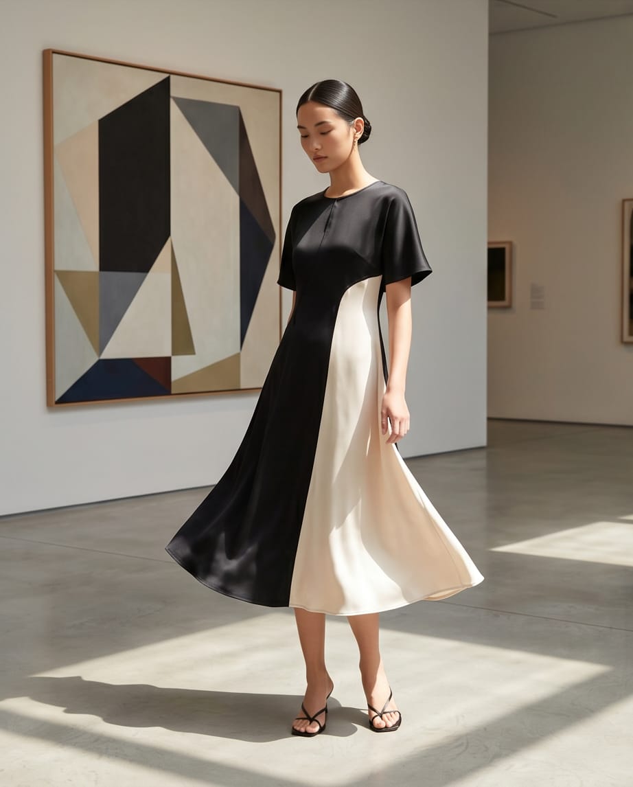 Elegant Two Tone Maxi Dress – Timeless Chic
