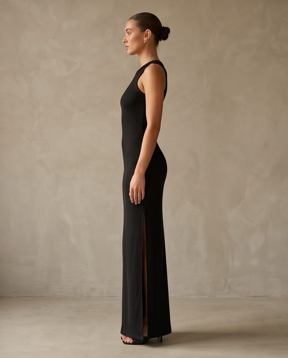 Midnight Ribbed Maxi Dress